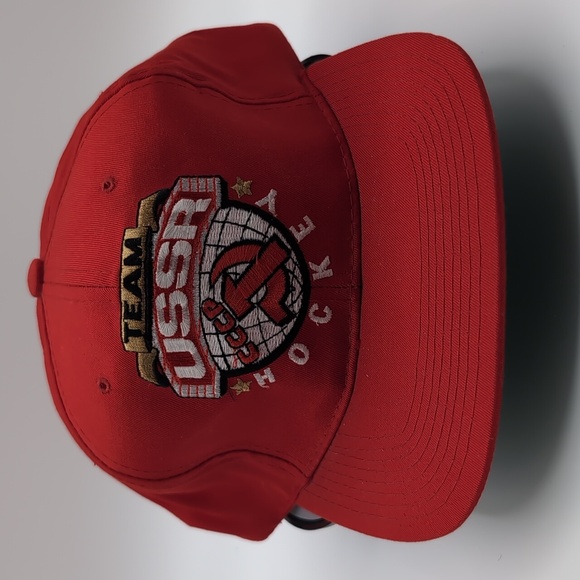 Starter| NWOT Vintage Team USSR Hockey Sports Cap Snap Back Green Brim - Picture 4 of 12